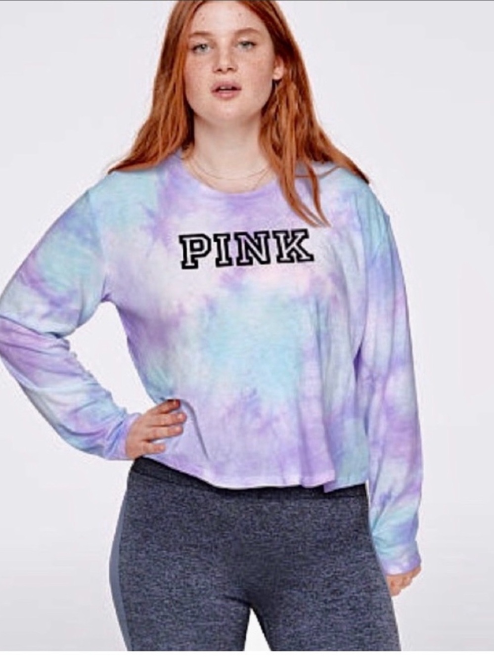 PINK Victoria's Secret Tie-Dye Long Sleeve Crewneck Top- Size M